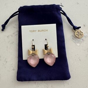 Tory Burch Gold Heart and Bow Earrings